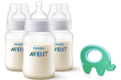 Набор: бутылочки (260 мл, 1мес+, 3 шт) + прорезыватель Philips Avent